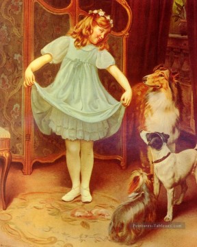  enfants Peintre - La nouvelle robe enfants idylliques Arthur John Elsley